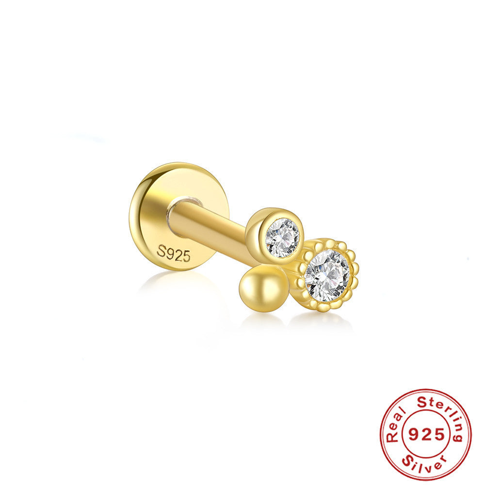 Boucles d'oreilles à tige en argent sterling S925 avec libellule multi-diamants et œil de cheval
