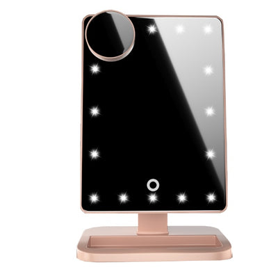 Miroir de maquillage tactile avec 20 LED, haut-parleur Bluetooth, grossissement x10