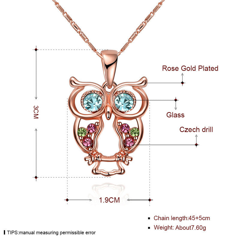 Collier hibou en or rose, chaîne de clavicule tendance