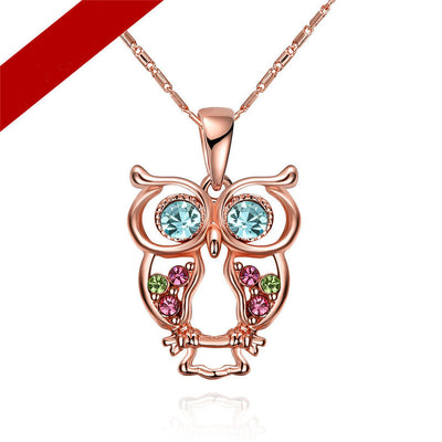 Collier hibou en or rose, chaîne de clavicule tendance