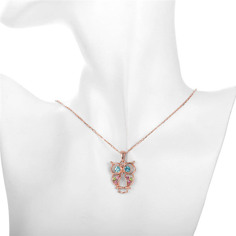 Collier hibou en or rose, chaîne de clavicule tendance