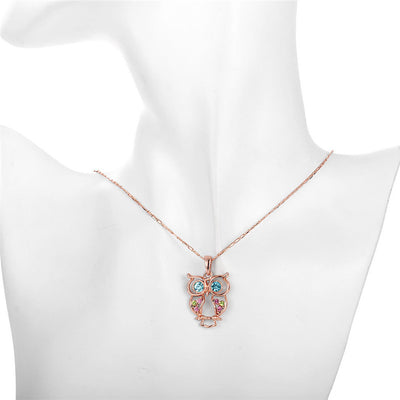 Collier hibou en or rose, chaîne de clavicule tendance