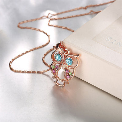 Collier hibou en or rose, chaîne de clavicule tendance