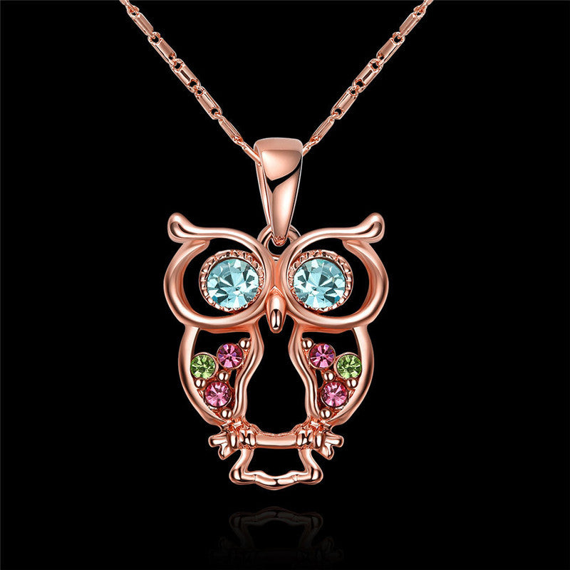 Collier hibou en or rose, chaîne de clavicule tendance