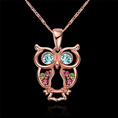 Collier hibou en or rose, chaîne de clavicule tendance