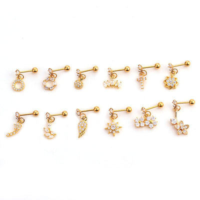 Boucles d'oreilles Piercing New Micro-Incrustées de Zircon