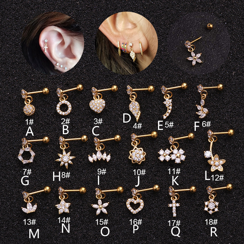 Boucles d'oreilles Piercing New Micro-Incrustées de Zircon