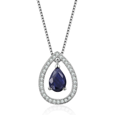 Collier pour femme en argent sterling 925 avec pendentif saphir