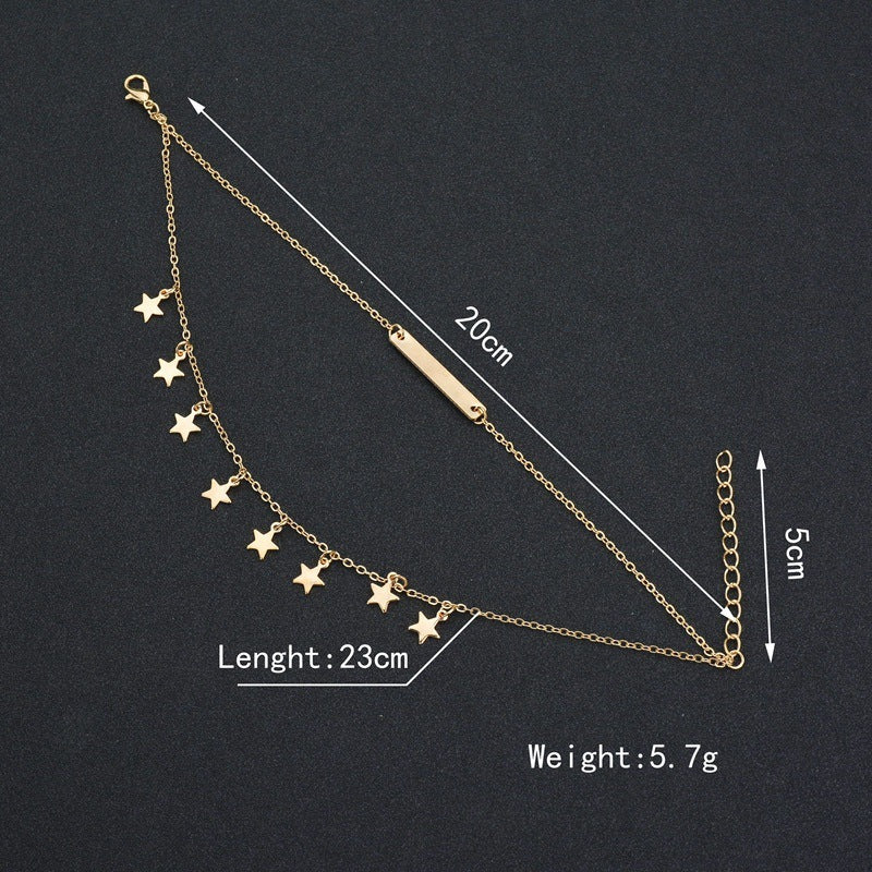 Bracelet de cheville exquis avec pendentif étoile à deux étages pour femme