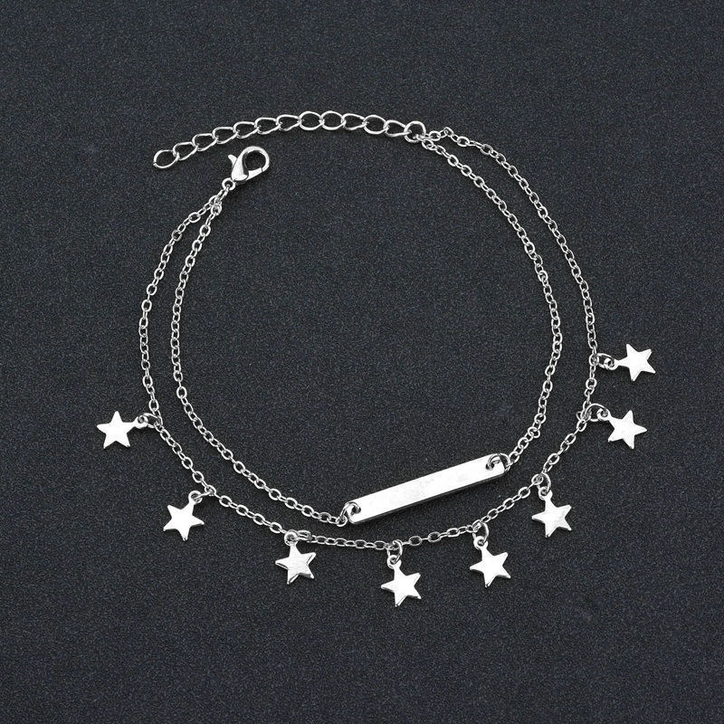 Bracelet de cheville exquis avec pendentif étoile à deux étages pour femme