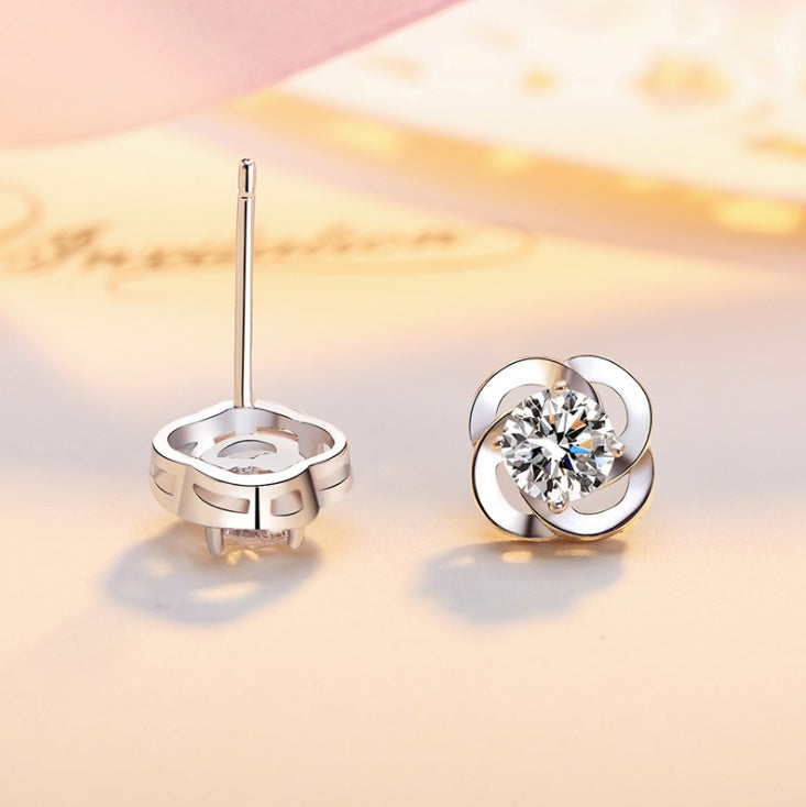 Boucles d'oreilles trèfle en argent sterling