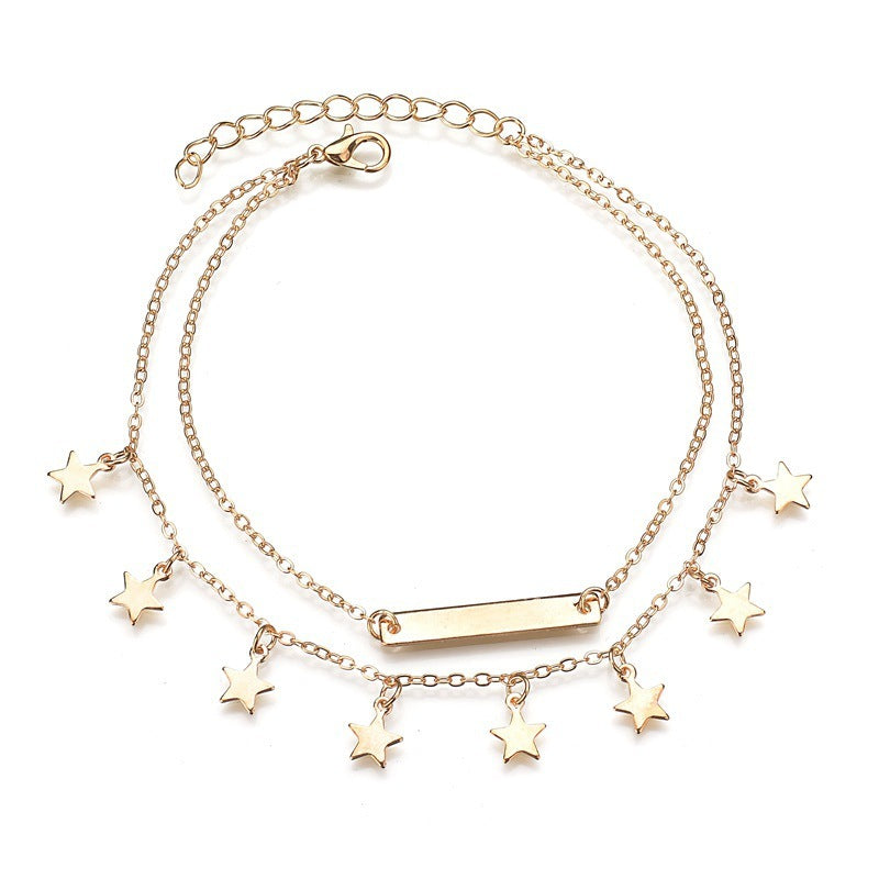 Bracelet de cheville exquis avec pendentif étoile à deux étages pour femme