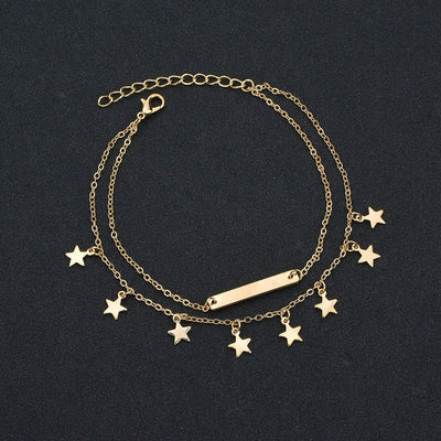 Bracelet de cheville exquis avec pendentif étoile à deux étages pour femme