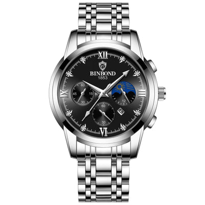 Montre homme étanche et lumineuse en cuir véritable
