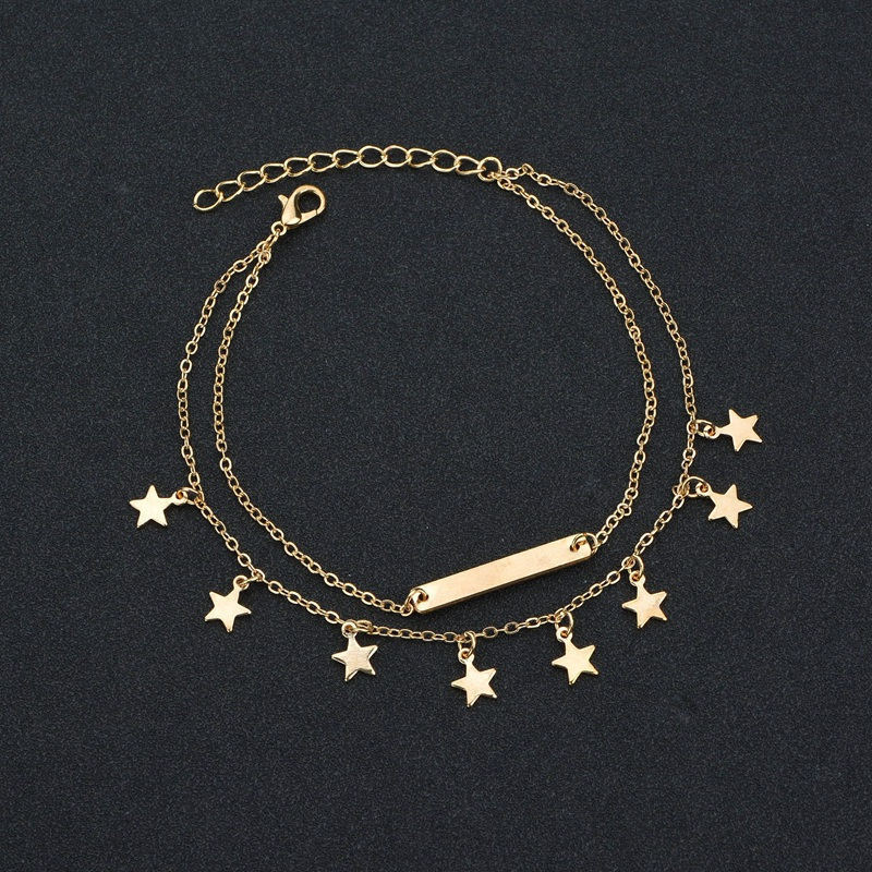 Bracelet de cheville exquis avec pendentif étoile à deux étages pour femme