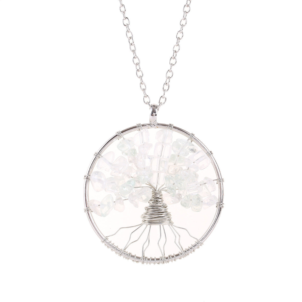 Cristal naturel gravier remonté à la main arbre de vie Fortune arbre Collier