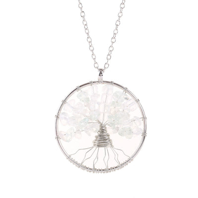 Cristal naturel gravier remonté à la main arbre de vie Fortune arbre Collier