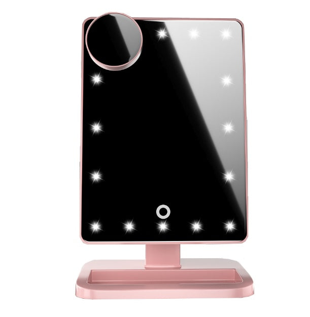Miroir de maquillage tactile avec 20 LED, haut-parleur Bluetooth, grossissement x10
