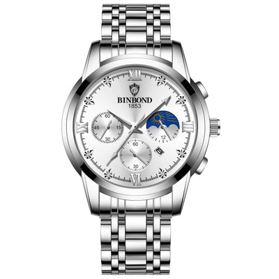 Montre homme étanche et lumineuse en cuir véritable