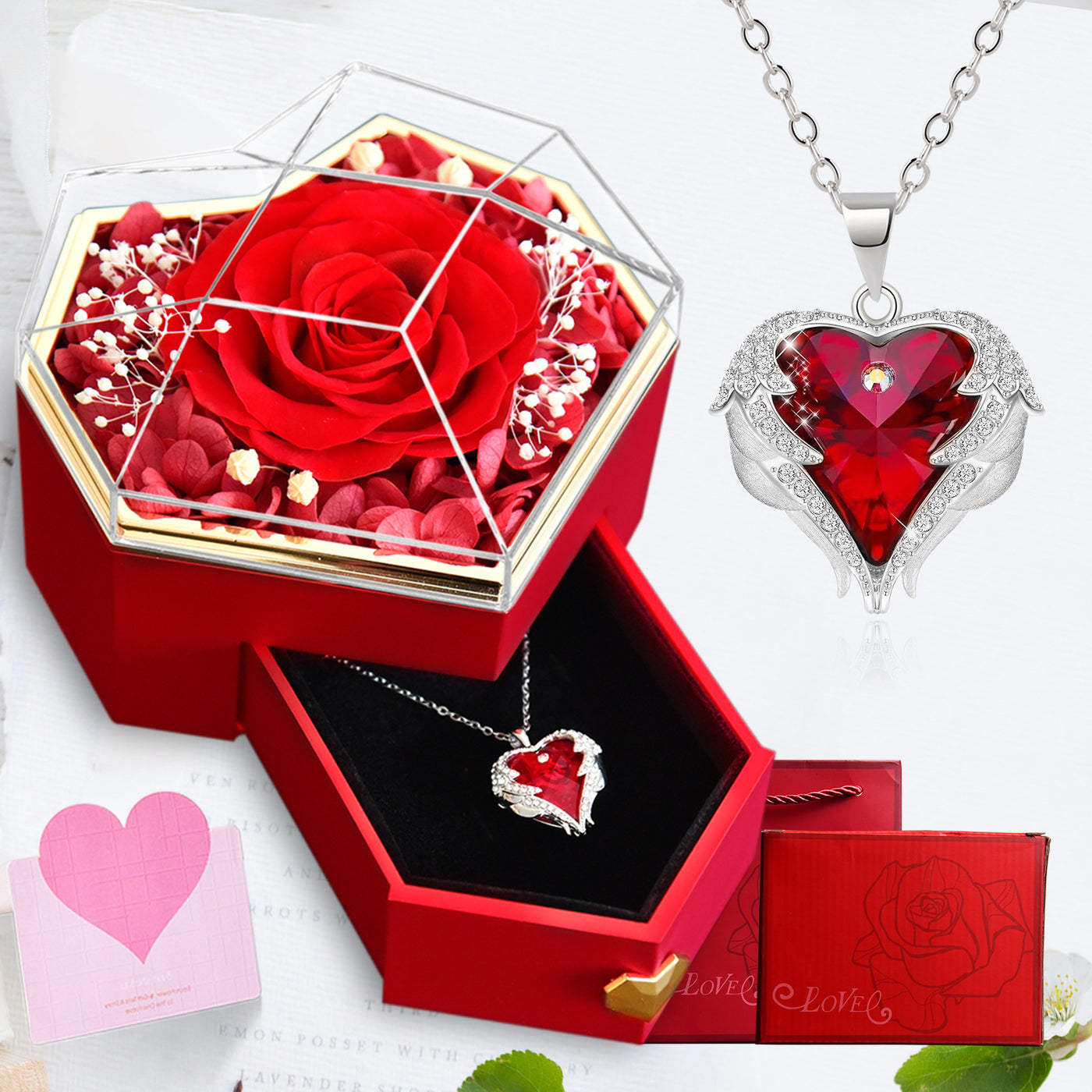 Coffret cadeau de bijoux avec roses