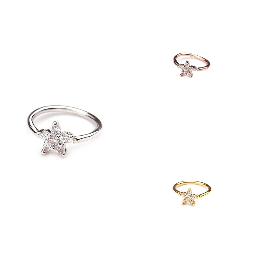 Piercing de nez, bijou de corps, anneau, petite fleur, hélix