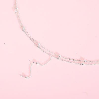 Collier simple à pompons multicouches en perles de riz