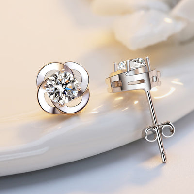 Boucles d'oreilles trèfle en argent sterling