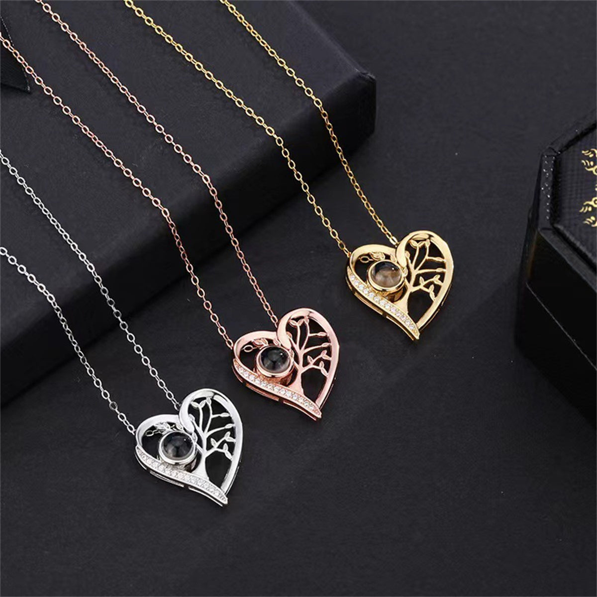 Collier « Je t'aime » en argent sterling S925 avec inscription « Love Tree »