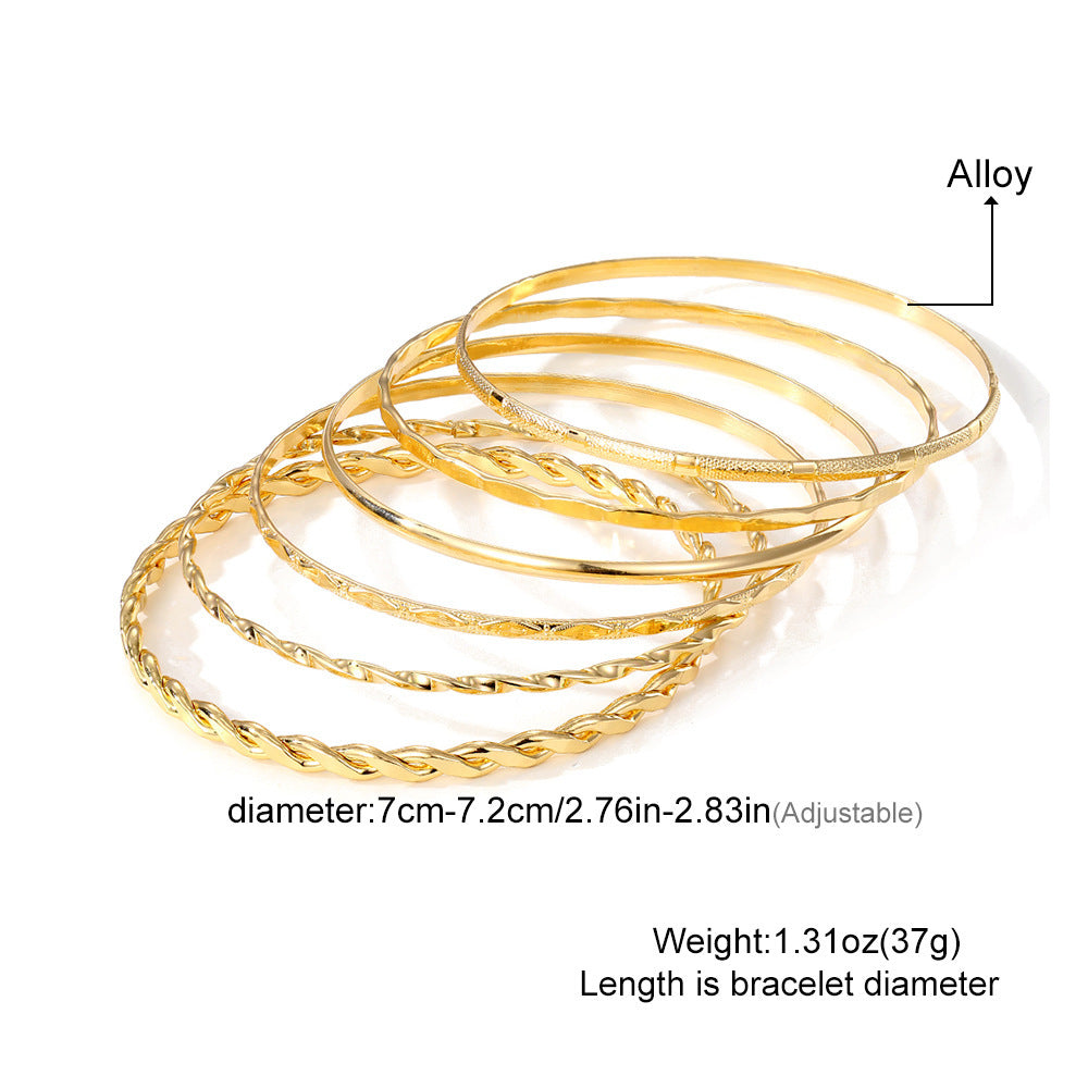 Ensemble de 6 bracelets irréguliers brillants Twist