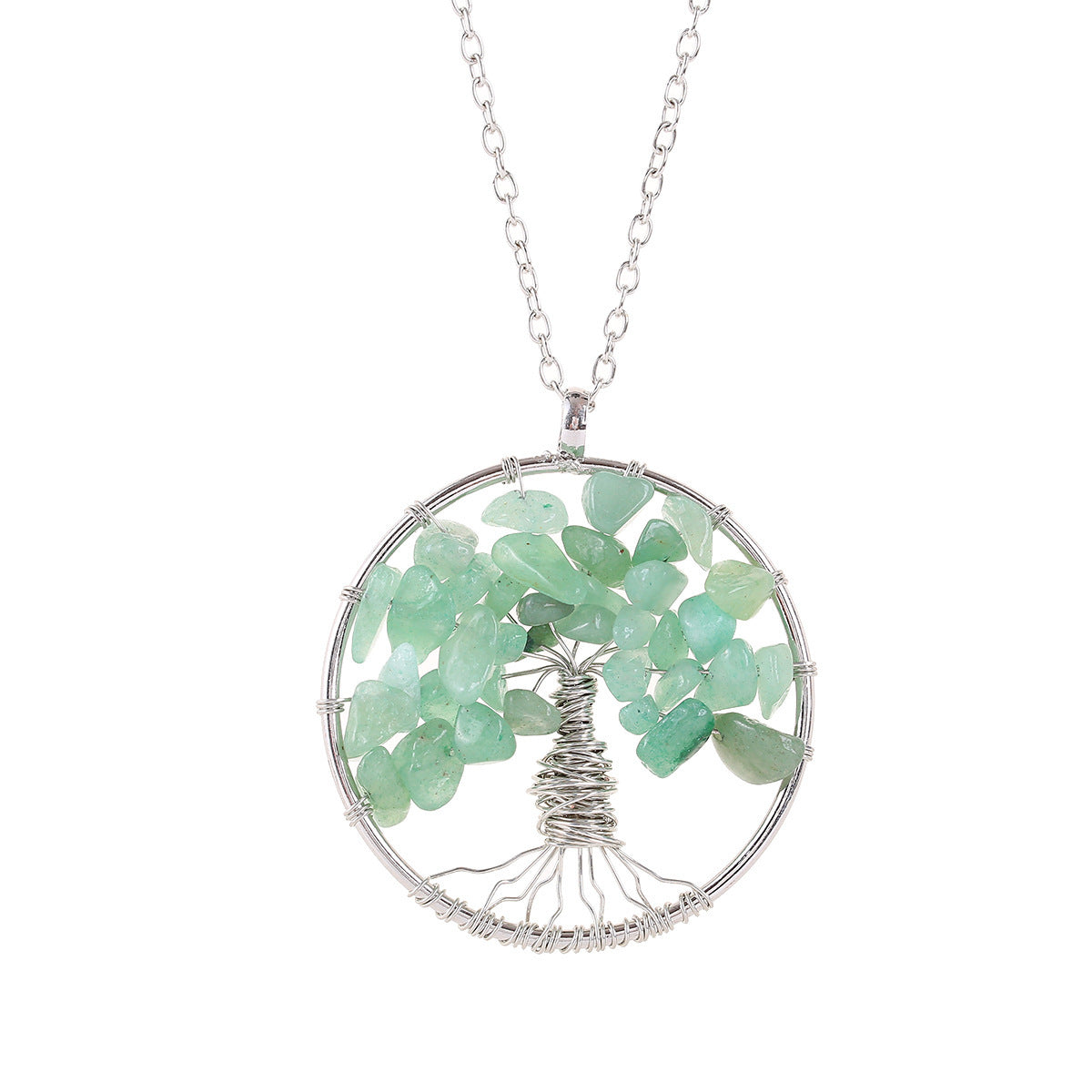 Cristal naturel gravier remonté à la main arbre de vie Fortune arbre Collier