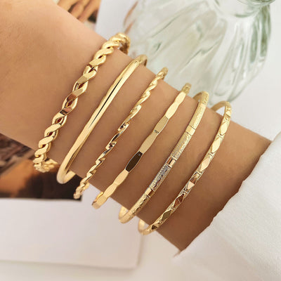 Ensemble de 6 bracelets irréguliers brillants Twist