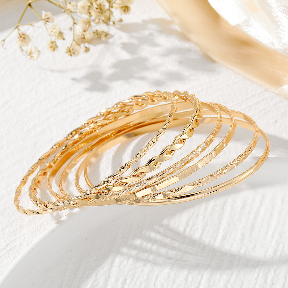 Ensemble de 6 bracelets irréguliers brillants Twist