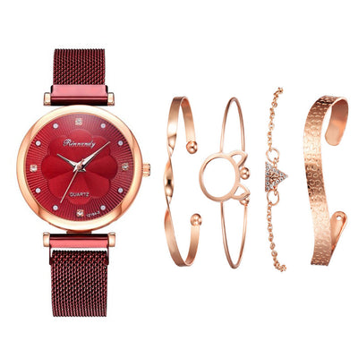 Montres pour femmes, ensemble de niche transfrontalier, montres à la mode, bracelet en maille d'alliage, tout-assorti