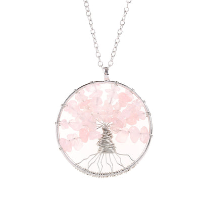Cristal naturel gravier remonté à la main arbre de vie Fortune arbre Collier