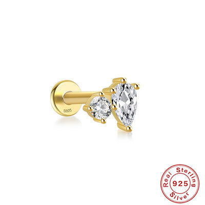 Boucles d'oreilles à tige en argent sterling S925 avec libellule multi-diamants et œil de cheval