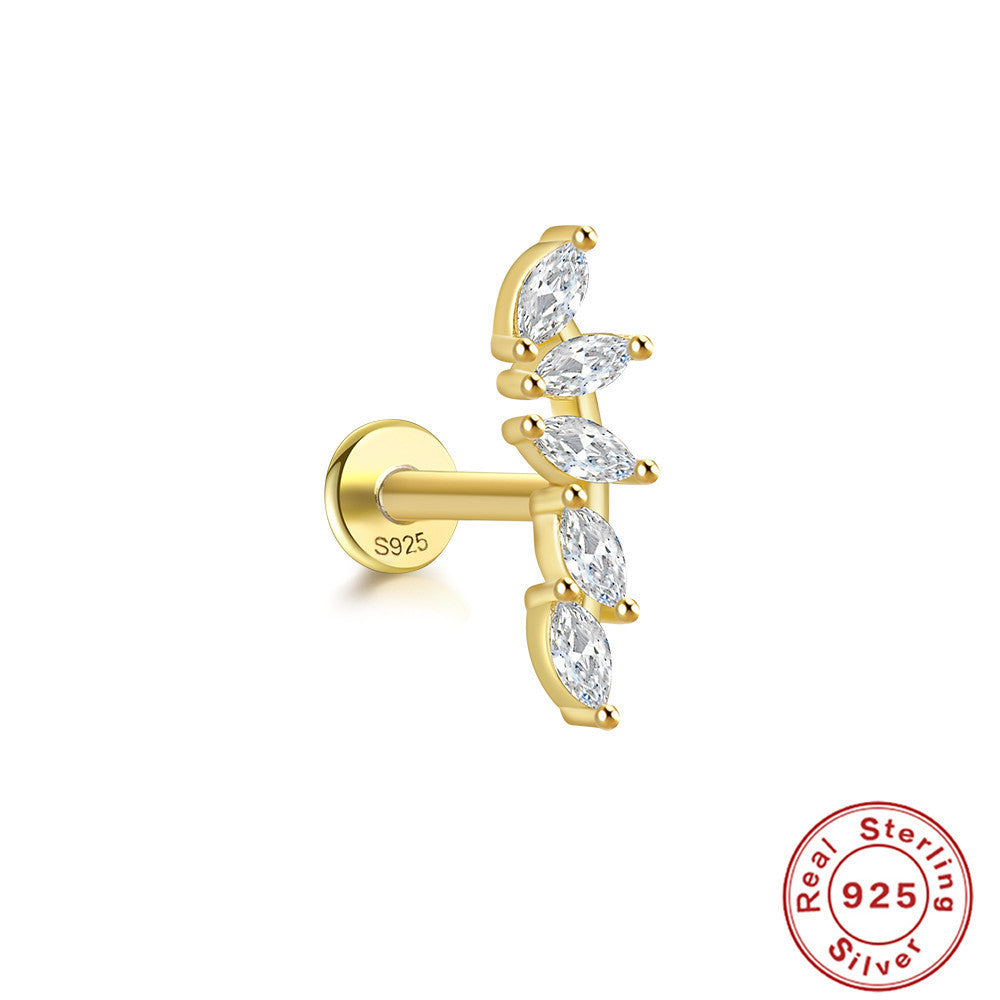 Boucles d'oreilles à tige en argent sterling S925 avec libellule multi-diamants et œil de cheval