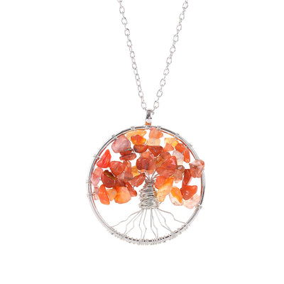 Cristal naturel gravier remonté à la main arbre de vie Fortune arbre Collier
