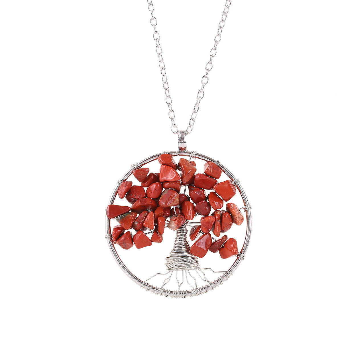 Cristal naturel gravier remonté à la main arbre de vie Fortune arbre Collier