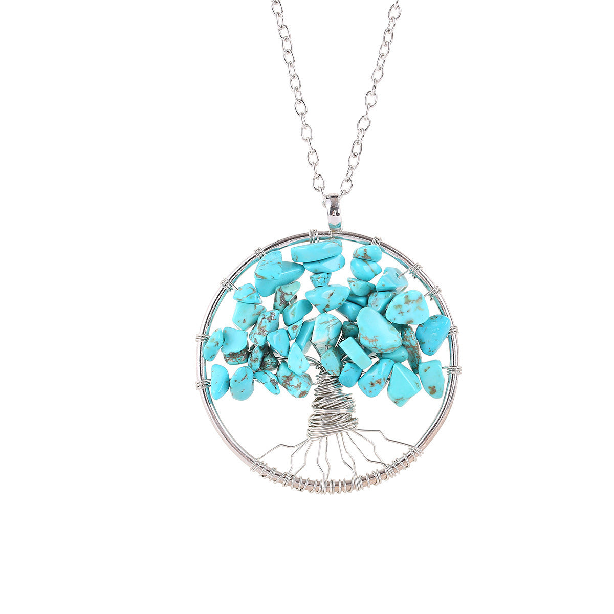 Cristal naturel gravier remonté à la main arbre de vie Fortune arbre Collier