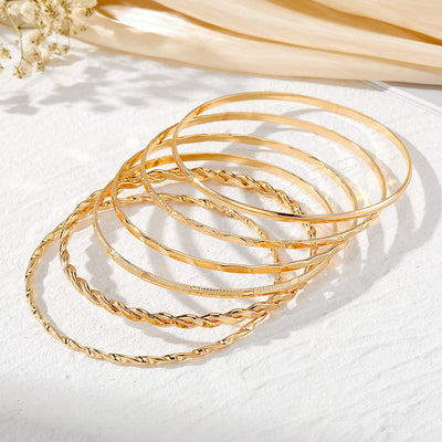 Ensemble de 6 bracelets irréguliers brillants Twist