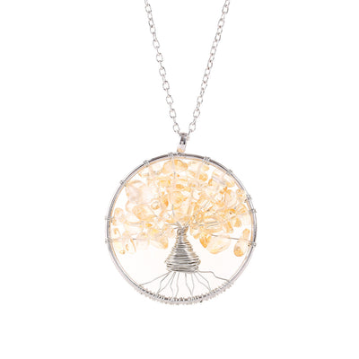Cristal naturel gravier remonté à la main arbre de vie Fortune arbre Collier