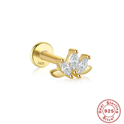 Boucles d'oreilles à tige en argent sterling S925 avec libellule multi-diamants et œil de cheval