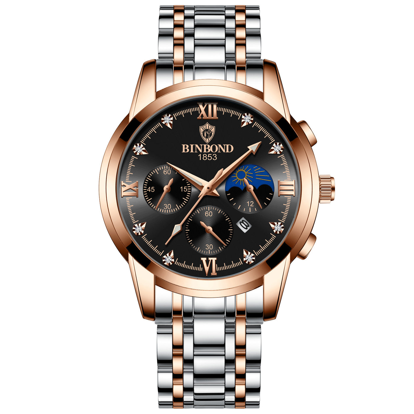 Montre homme étanche et lumineuse en cuir véritable