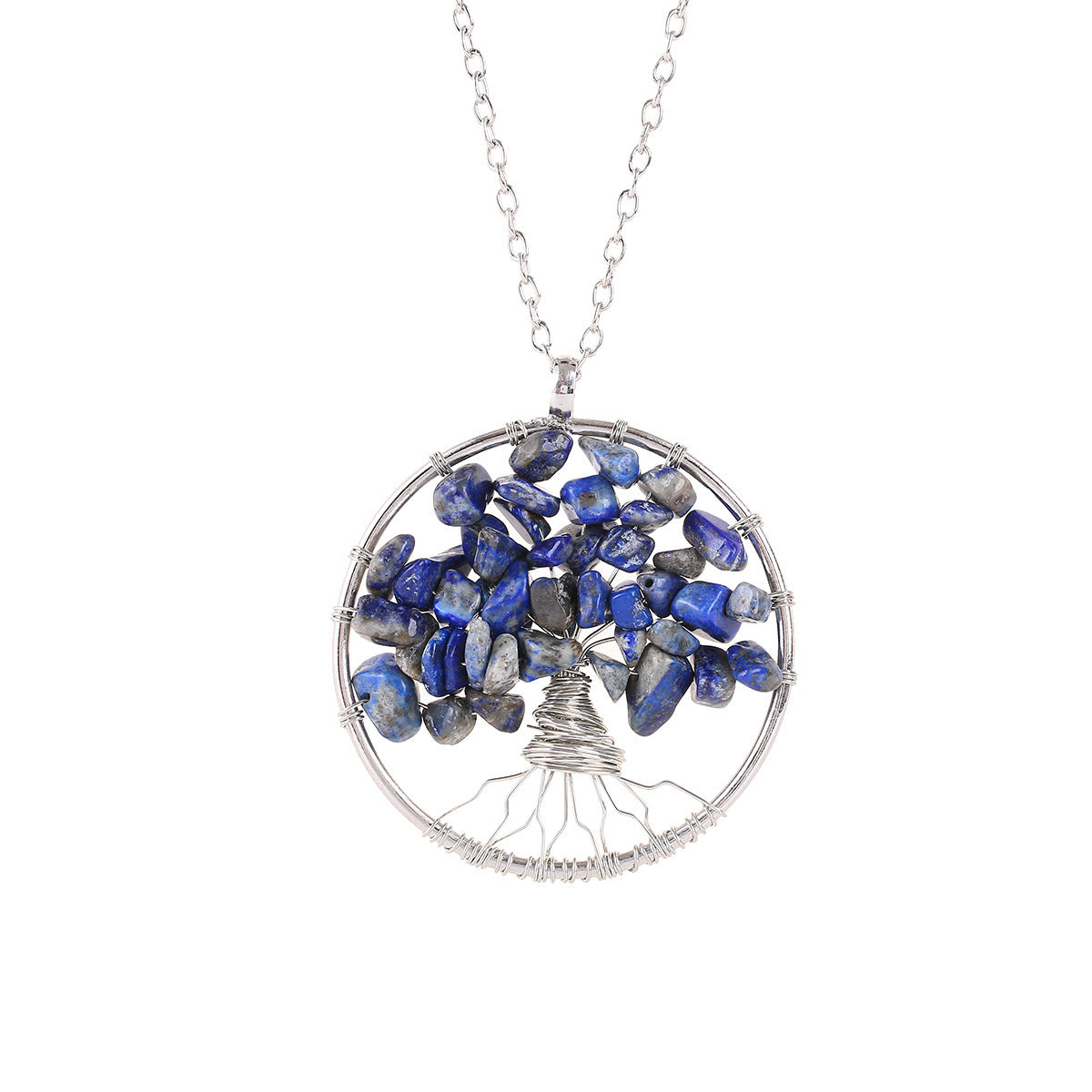Cristal naturel gravier remonté à la main arbre de vie Fortune arbre Collier