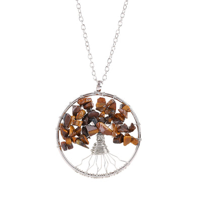 Cristal naturel gravier remonté à la main arbre de vie Fortune arbre Collier