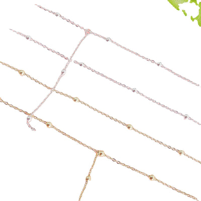 Collier simple à pompons multicouches en perles de riz