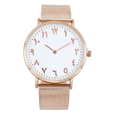 Montre à quartz tendance avec bracelet en acier et maille